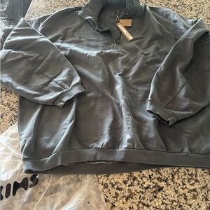 SKIMS Dark Gray Quarter-Zip Sweatshirt